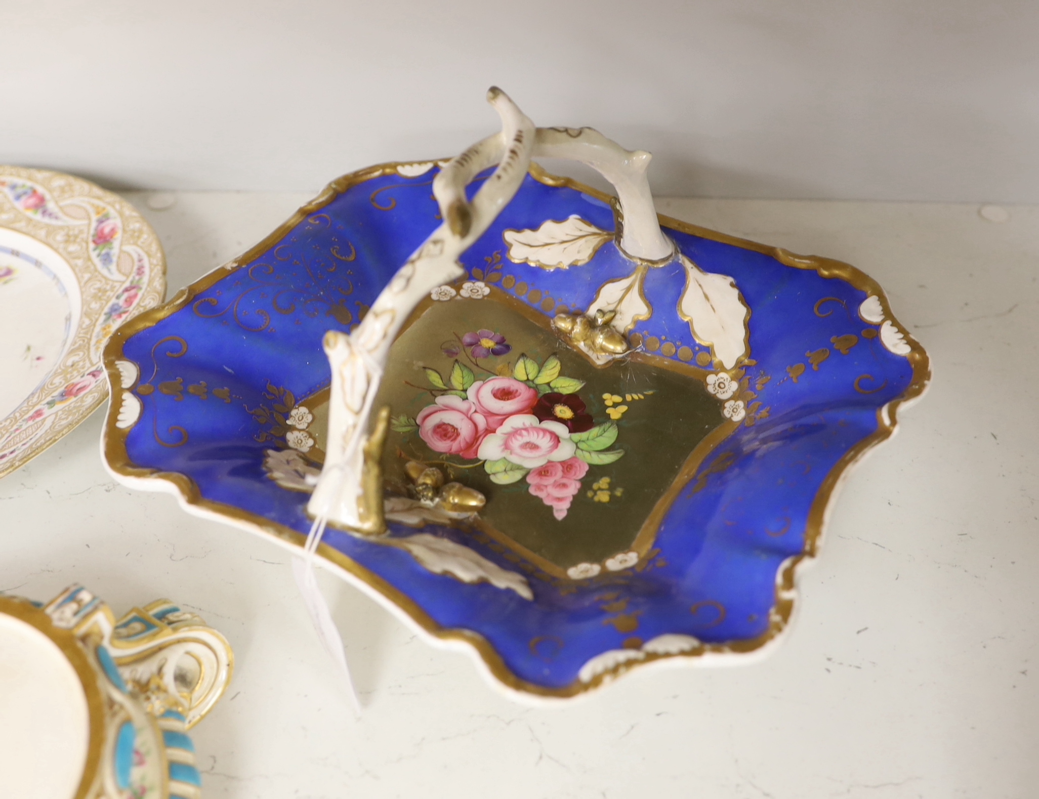 A quantity of various Victorian ceramics including a Wedgwood Queensware dish, 26cm